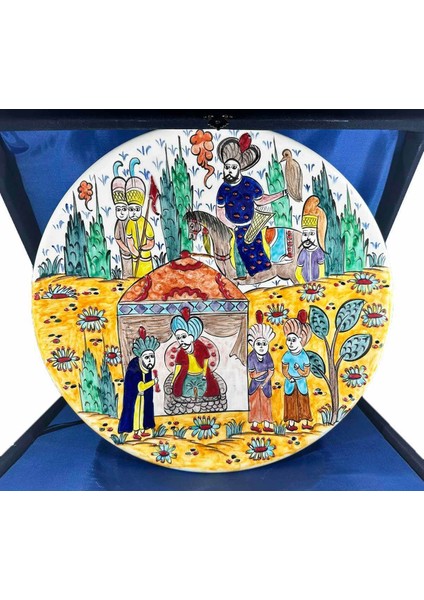Minyatürlü Iznik Çini Tabak – Hükümdara Elçi Kabulü (30 Cm)