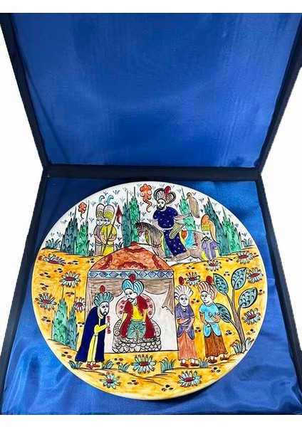 Minyatürlü Iznik Çini Tabak – Hükümdara Elçi Kabulü (30 Cm) modelleri