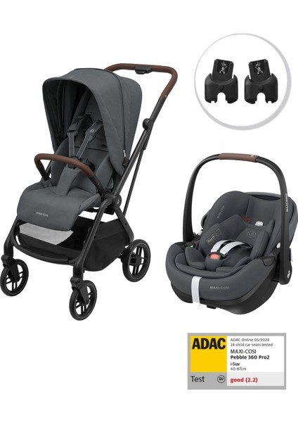 Leona2-Pebble 360 Pro Tek Elle Katlanabilen Çift Yönlü Seyahat Sistem Bebek Arabası Grap