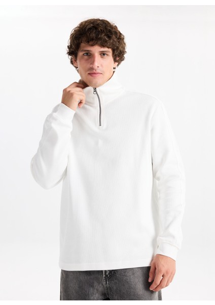 Dik Yaka Ekru Erkek Sweatshırt 261 Lcm 241039 Desona Ekru