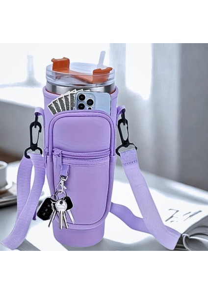 Stanley Quencher Pipetli 1.18 Lt Termos Kılıfı Omuz Askılı Termos Çanta Fermuarlı Cepli Kılıf Çanta