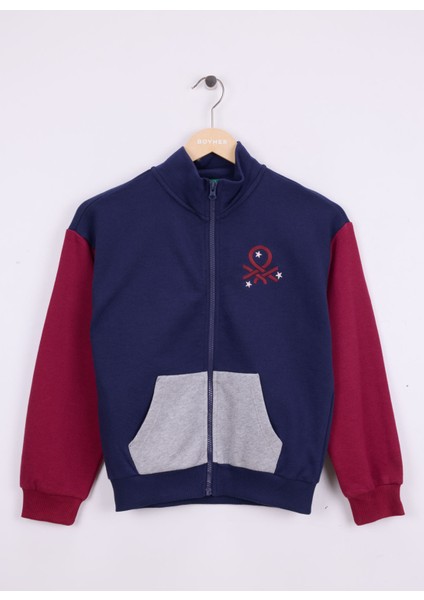 Nakışlı Kız Çocuk Lacivert - Bordo Sweatshırt 3J68C505D