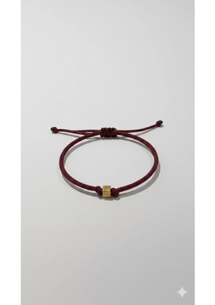 14 Ayar Altın Bordo ipli Küp Bileklik