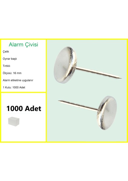 Alarm Etiketi Çivisi Metal Başlı 1000 Adet