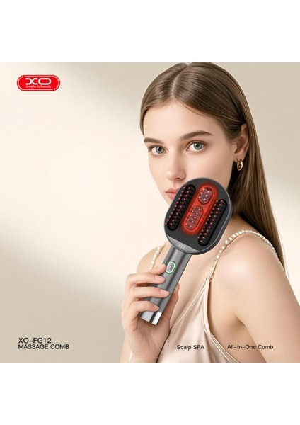 Fg-12 Kırmızı Işık Terapili - Deri Masajı - Ems Saç Çıkarma Destekli Akıllı Saç Tarağı