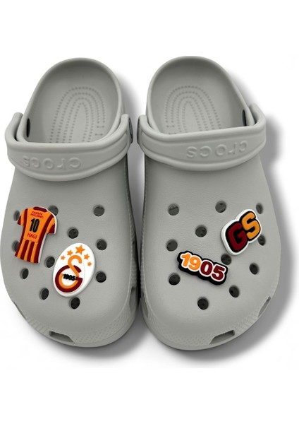 Terlik Süsü ve Aksesuarı – Jibbitz 3D Sarı Kırmızı Hagi 10 No Forma Beyaz 5 Yıldızlı Set Aksesuar