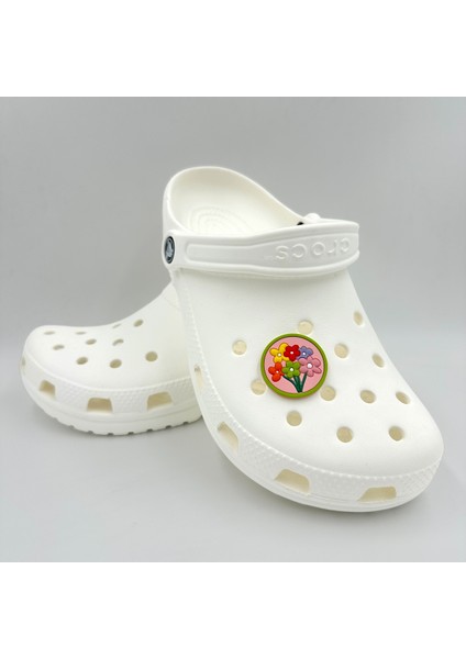 Terlik Süsü ve Aksesuarı , Çanta Süsü – Jibbitz 3D Çiçekli Yuvarlak Tablo Logo Aksesuar fiyatları