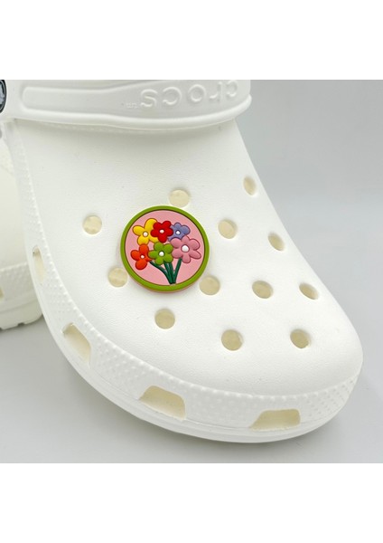 Terlik Süsü ve Aksesuarı , Çanta Süsü – Jibbitz 3D Çiçekli Yuvarlak Tablo Logo Aksesuar modelleri