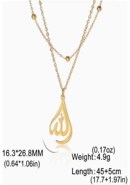 2 Sıralı Allah Yazılı Kolye-Paslanmaz ÇELIK-18K Altın Kaplama fırsatları