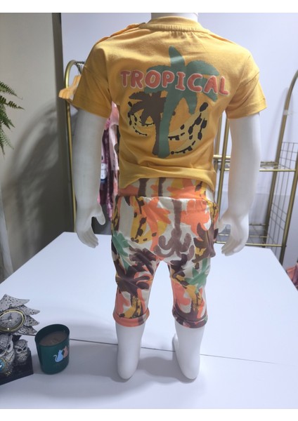 Çocuk Unisex Kız Erkek Şortlu (Kapri) Takım Kreş %100 Pamuk Rahat Tarz Tasarım Premium modelleri