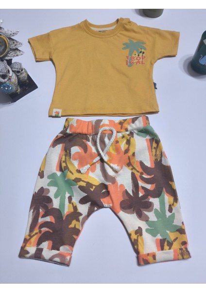 Çocuk Unisex Kız Erkek Şortlu (Kapri) Takım Kreş %100 Pamuk Rahat Tarz Tasarım Premium