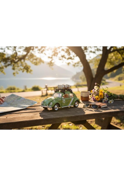 Klasik Işıklı Sesli Metal Araba - Yeşil Valizli Retro Beetle fiyatları