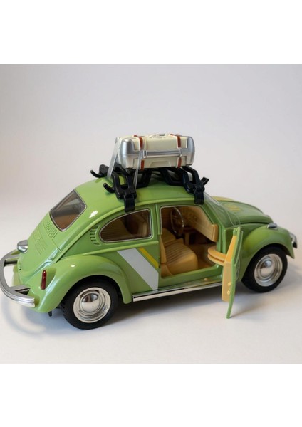 Klasik Işıklı Sesli Metal Araba - Yeşil Valizli Retro Beetle fırsatları