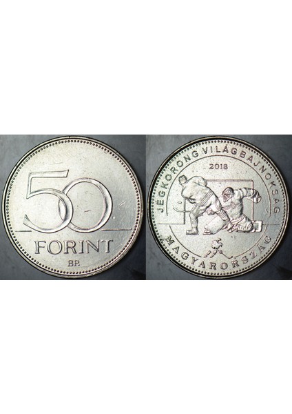 Macaristan 50 Forint 2018 Hatıra-Buz Hokeyi Dünya Şampiyonası. Çil(-)