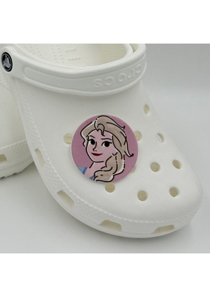 Terlik Süsü ve Aksesuarı , Çanta Süsü – Renkli Jibbitz Yuvarlak Elsa Frozn Görselli Figür Aksesuarı