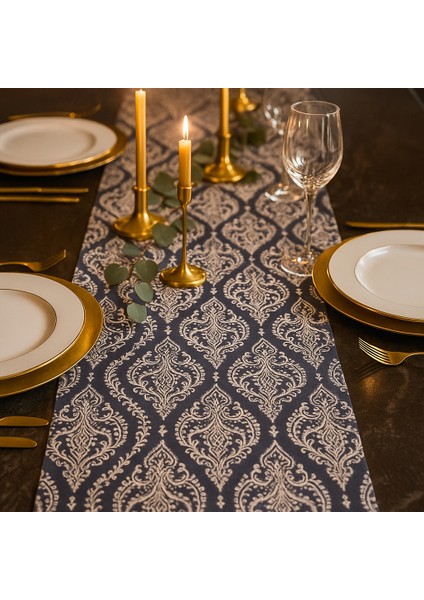 Lüks Duck Gri Masa Runner’ı - Şık Sofralar Için Özel Tasarım 40X140 cm