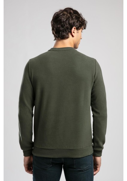 Newdiagonal Erkek O Yaka Sweatshirt Yeşil modelleri