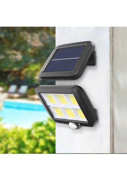 120 Cob LED 4,70 mt Kablolu Solar Panel Güneş Enerjili 3 Mod Duvar Lambası