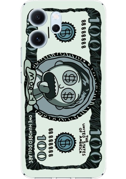 Oppo Reno 14F Uyumlu Morty Dolar Baskılı Silikon Kılıf