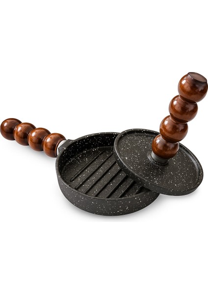 Hamburger Press & Köfte Kalıbı & Et Mühürleme Komple Döküm Alt Üst Dengeli Pişirme Yanmaz Yapışmaz