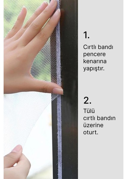 Tül Sineklik 125X75 cm Tek Kanat Cırtlı Bant ile Kolay Montaj & Pencere Sinekliği