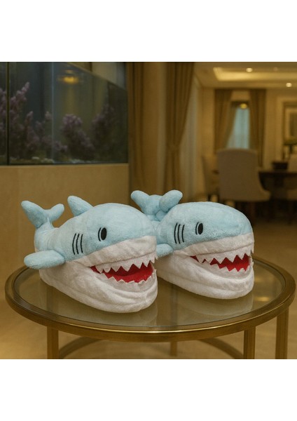 Unisex Köpek Balığı Fiğürlü Ev Içi Ayakkabı Ev Botu Panduf