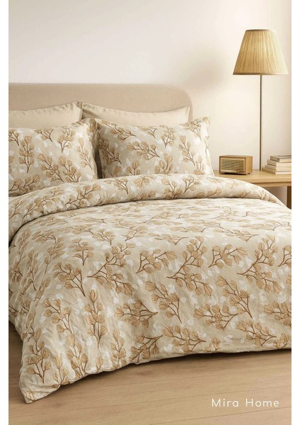 Çift Kişilik Pamuklu Nevresim Takımı Yaprak Desenli