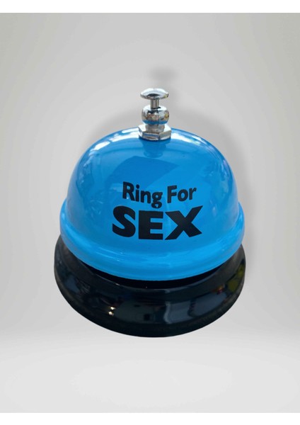 Metal Mavi Masa Zili Resepsiyon Zili Komik Hediye Ring For Sex Yazılı Basmalı 7,5 cm x 6 cm
