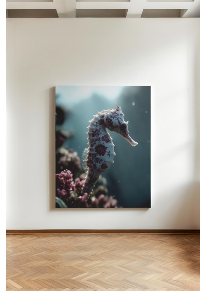 Porselen Denizatı - Kanvas Tablo - Çiçek Desenli Mistik Sualtı Duvar Dekoru