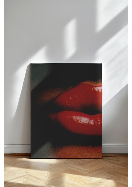 Kırmızı Ruj - Kanvas Tablo - Pop Art Close Up Modern Duvar Dekoru fiyatları