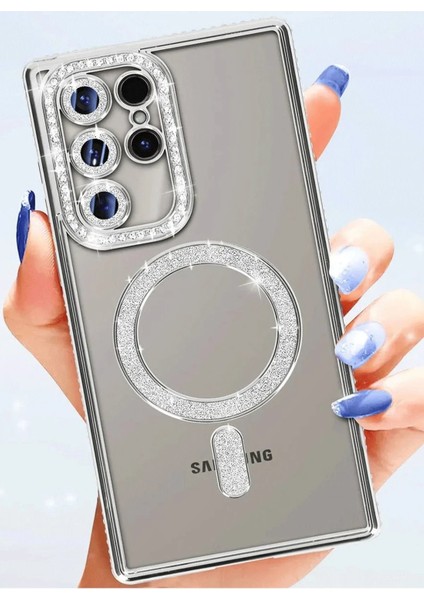 CPT16 Samsung Galaxy S25 Ultra Kılıf Joke Simli Magneticsafe Kılıf - Pembe modelleri