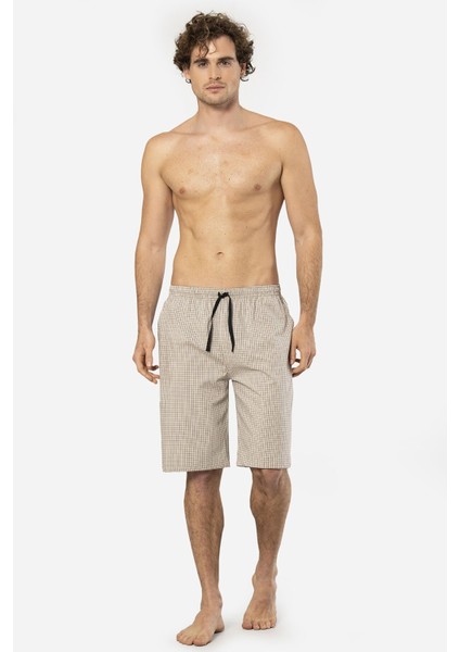 Erkek Dokuma Bermuda Tek Alt 2241/BEJ 1