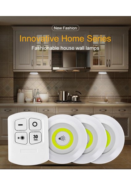 Uzaktan Kumandalı Yapışkanlı Kablosuz Pilli LED 3’lü (K95) indirimleri