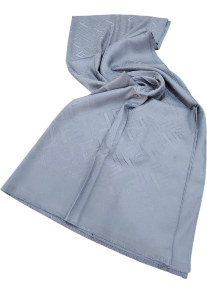 F Desen Ipek Jakarlı Şal Metalik Gri