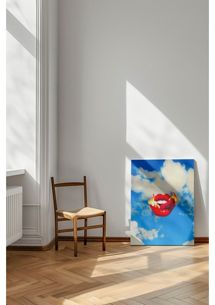 Yanan Dudaklar Gökyüzü - Kanvas Tablo - Pop Art Sürrealist Modern Duvar Dekoru modelleri