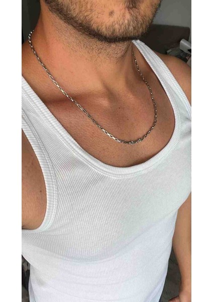 Erkek Silver Rüzgarlı Kesim Zincir Kolye – 316L Paslanmaz Çelik – Suya Dayanıklı fiyatları