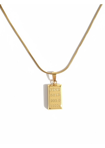 Çelik Külçe Altın Kolye Modeli Gold Mini Külçe Kadın Kolye