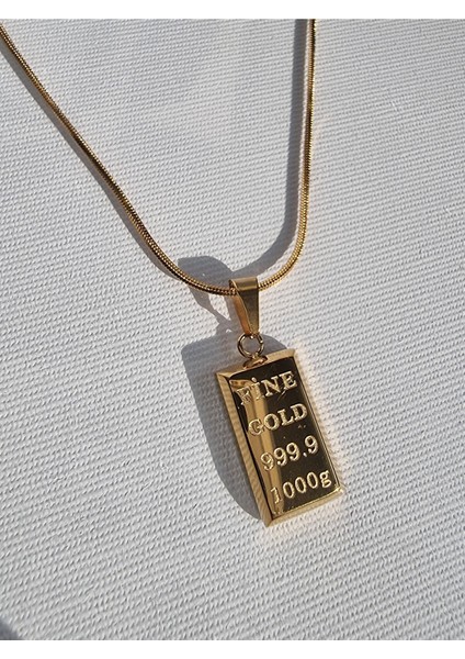 Çelik Külçe Altın Kolye Modeli Gold Mini Külçe Kadın Kolye fırsatları