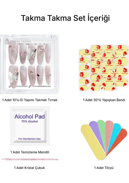 10'lu Pembe Extra Uzun Oval TT1104 Tekrar Kullanılabilir El Yapımı Protez Takma Tırnak - Pembe-L fiyatları