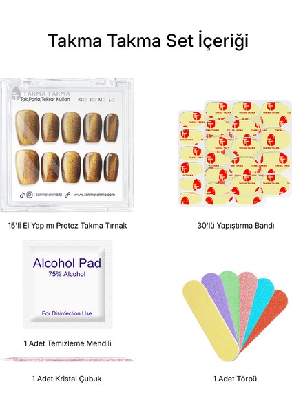 15'li Kahverengi Kahve Kısa Kare TT1309 Tekrar Kullanılabilir El Yapımı Protez Takma Tırnak - Kahverengi-L fiyatları