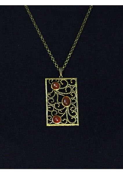 Doğal Taş Akik 3'lü Doğal Taşlı Antik Kadın Kolye EUK45A fiyatları