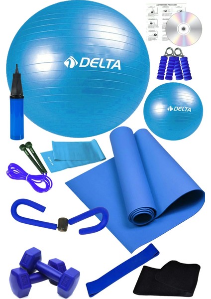 13 Lü Pilates Topu Seti Plates Minderi 1 kg Dambıl Aerobik Latex Band Thigh Master Kelebek Set modelleri