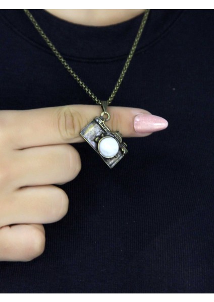 Doğal Taş Aytaşı Doğal Taşlı Fotograf Makinesi Modelli Antik Kadın Kolye EUK42AY