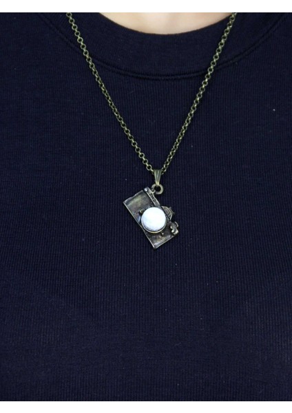 Doğal Taş Aytaşı Doğal Taşlı Fotograf Makinesi Modelli Antik Kadın Kolye EUK42AY modelleri