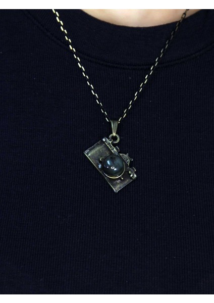 Doğal Taş Labradorit Doğal Taşlı Fotograf Makinesi Modelli Antik Kadın Kolye EUK42LBT fiyatları