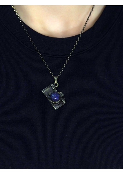 Doğal Taş Lapis Doğal Taşlı Fotograf Makinesi Modelli Antik Kadın Kolye EUK42LPS fiyatları