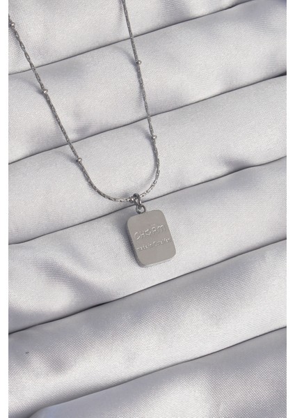 316L Çelik Gümüş Renk Kare Charm Model Kolye - TJ-BKO8927