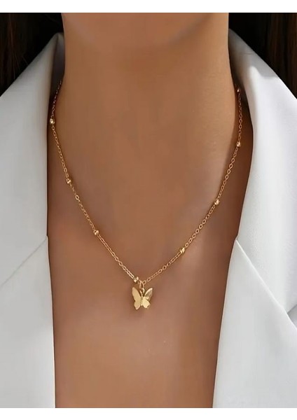 Altın Rengi Kelebekli Şık Vücut Zinciri fiyatları