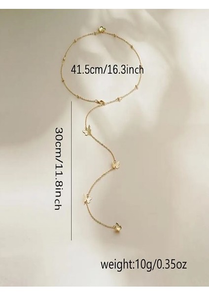 Altın Rengi Kelebekli Şık Vücut Zinciri modelleri