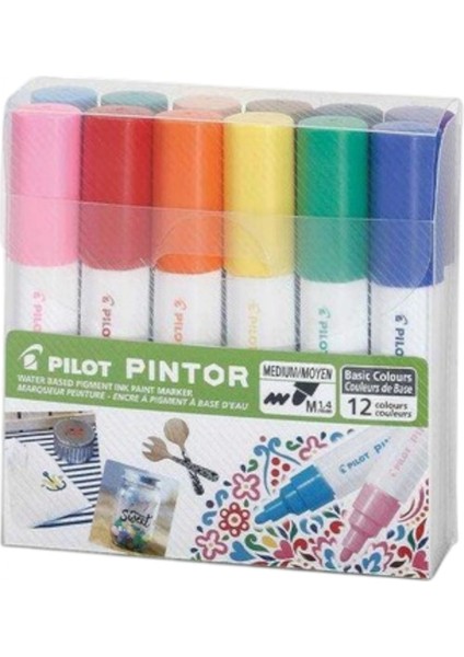 Pılot Pintor (M) Yuvarlak Uç 12 Renk Basıc Set